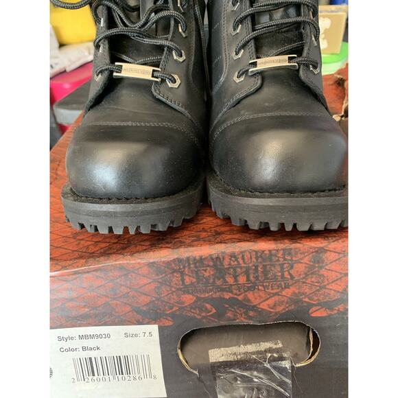 Milwaukee Leather Men's 8" Motorcycle Logger Boot w/ Cap Toe Lace Up Sz 7.5 - Picture 14 of 16